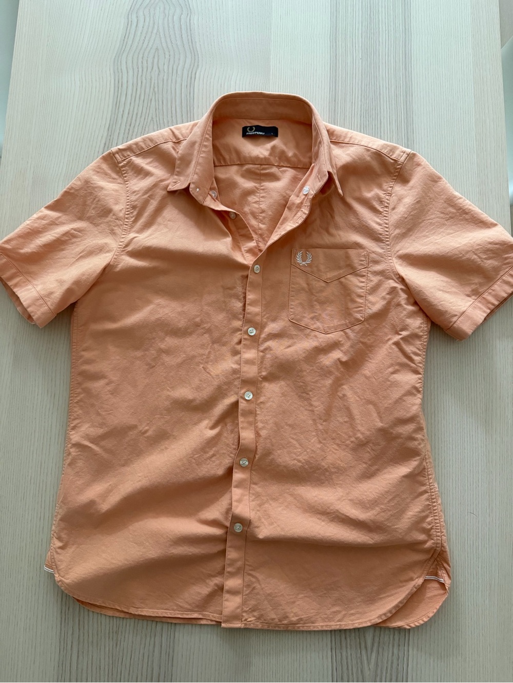 Fred Perry Men's Short Sleeve Button-Down Oxford Shirt - Peach